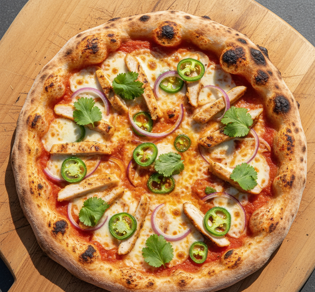 california style spicy chicken pizza