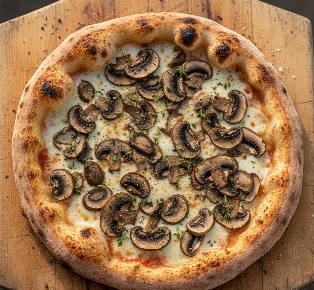 rustic weekend mushroom pizza